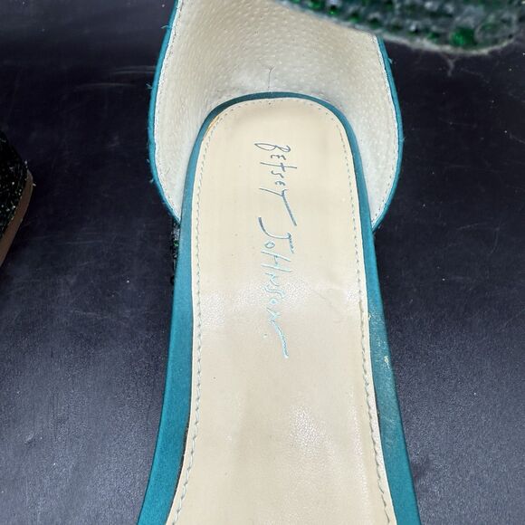Betsey Johnson Womens Size 11M Grant Green Ankle Strap Heels Jewelled - Picture 4 of 9